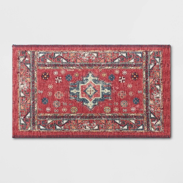 Vintage Persian Medallion Kitchen Rug Red