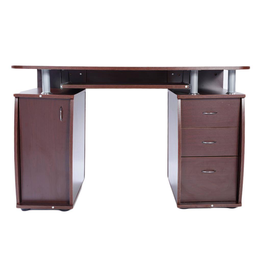 Karl home 45 in. W Retangular Brown Wood 3 Drawer Computer Desk with Door 941228127035