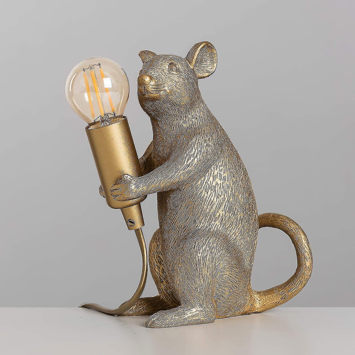 Modern Metallic Gold Painted Rat Design Table Lamp Animal Mouse Lamp Living Room Dining Room Bedroom Table Lamp