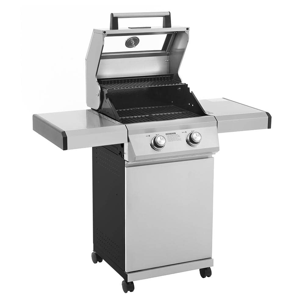 Monument Grills 2-Burner Propane Gas Grill in Stainless with Clear View Lid and LED Controls 14633