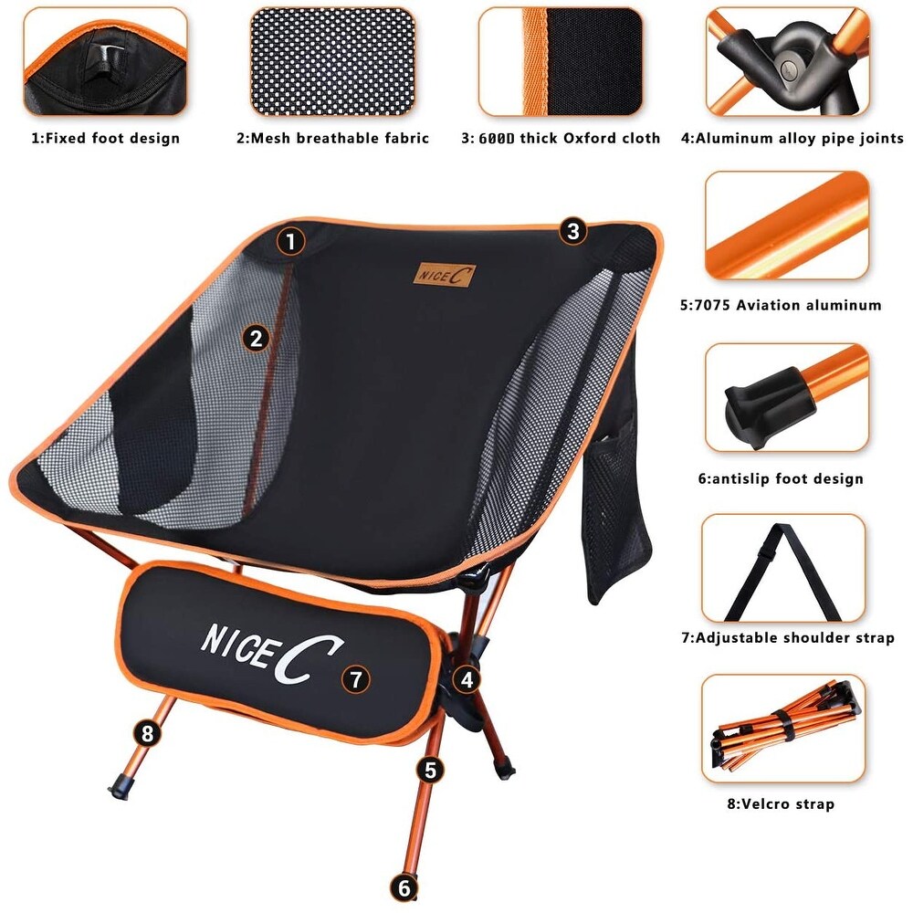 Ultralight Portable Folding Camping Backpacking Chair Compact   Heavy Duty Outdoor  Camping  with 2 Storage Bags Carry Bag