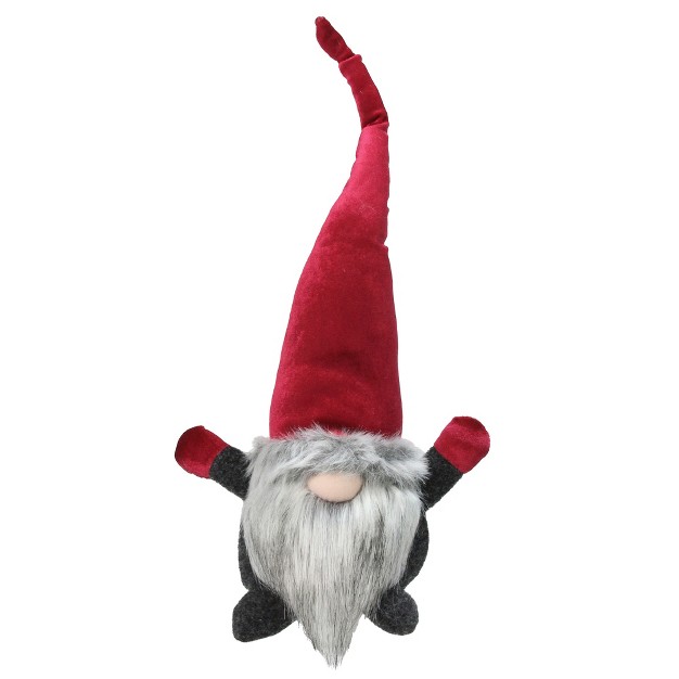 Plush Red And Gray Velvet Santa Gnome Christmas Table Top Decoration