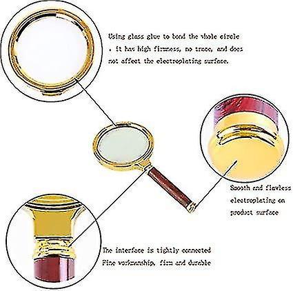 Magnifying Glass， Wood Grain Handle 10 Times Magnifying Glass， For Home， Antique Magnifying Glass (8