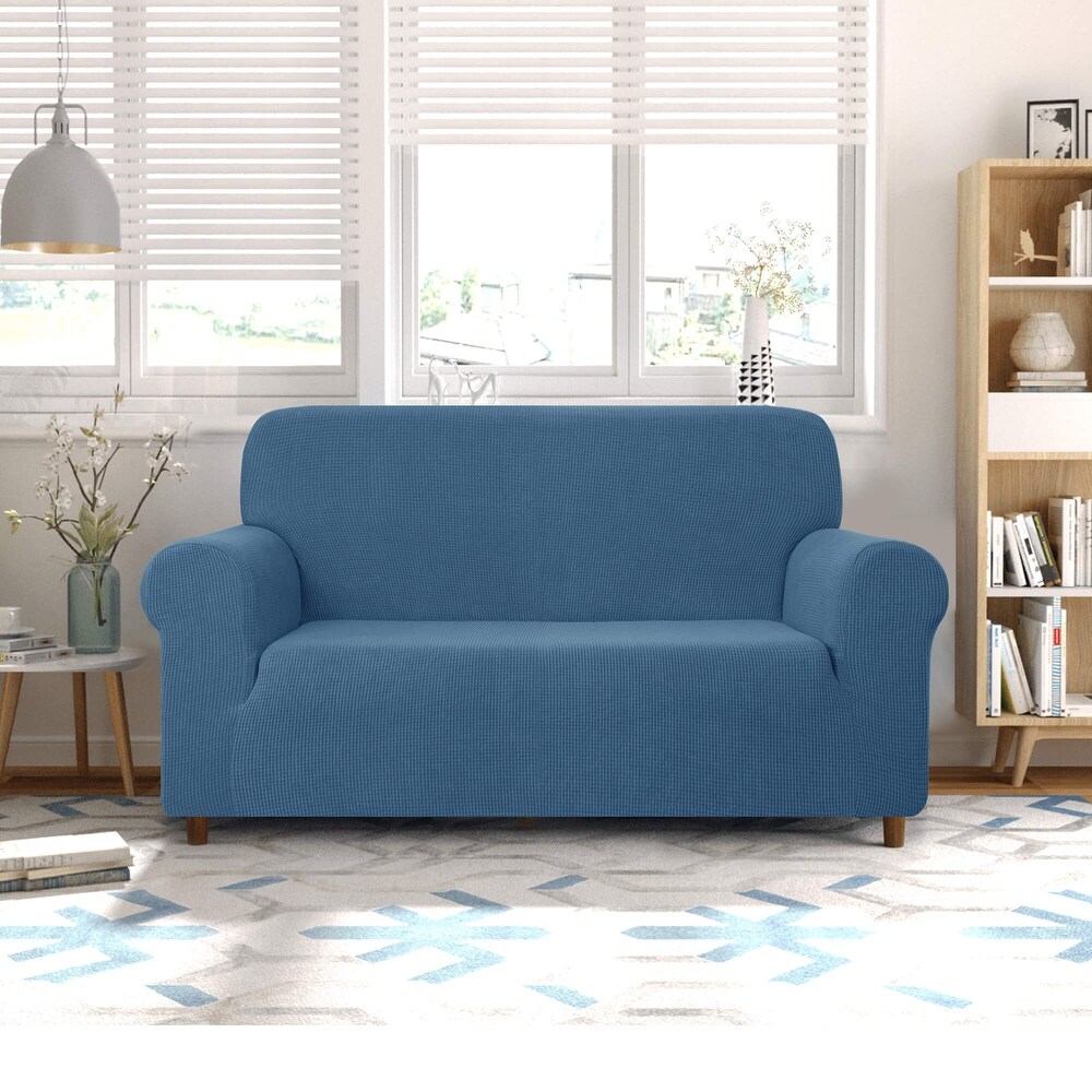 CHUN YI 1 Piece Stretch Loveseat Slipcover Checks Couch Cover