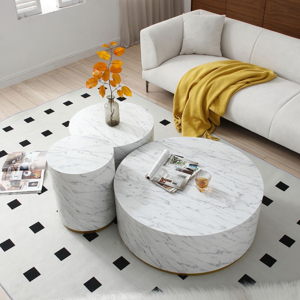 Marble Williamspace Fully Assembled Round Side Coffee Table For Living Room