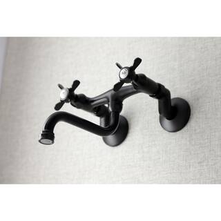 Kingston Brass Essex 2-Handle Wall-Mount Bathroom Faucet in Matte Black HKS116MB