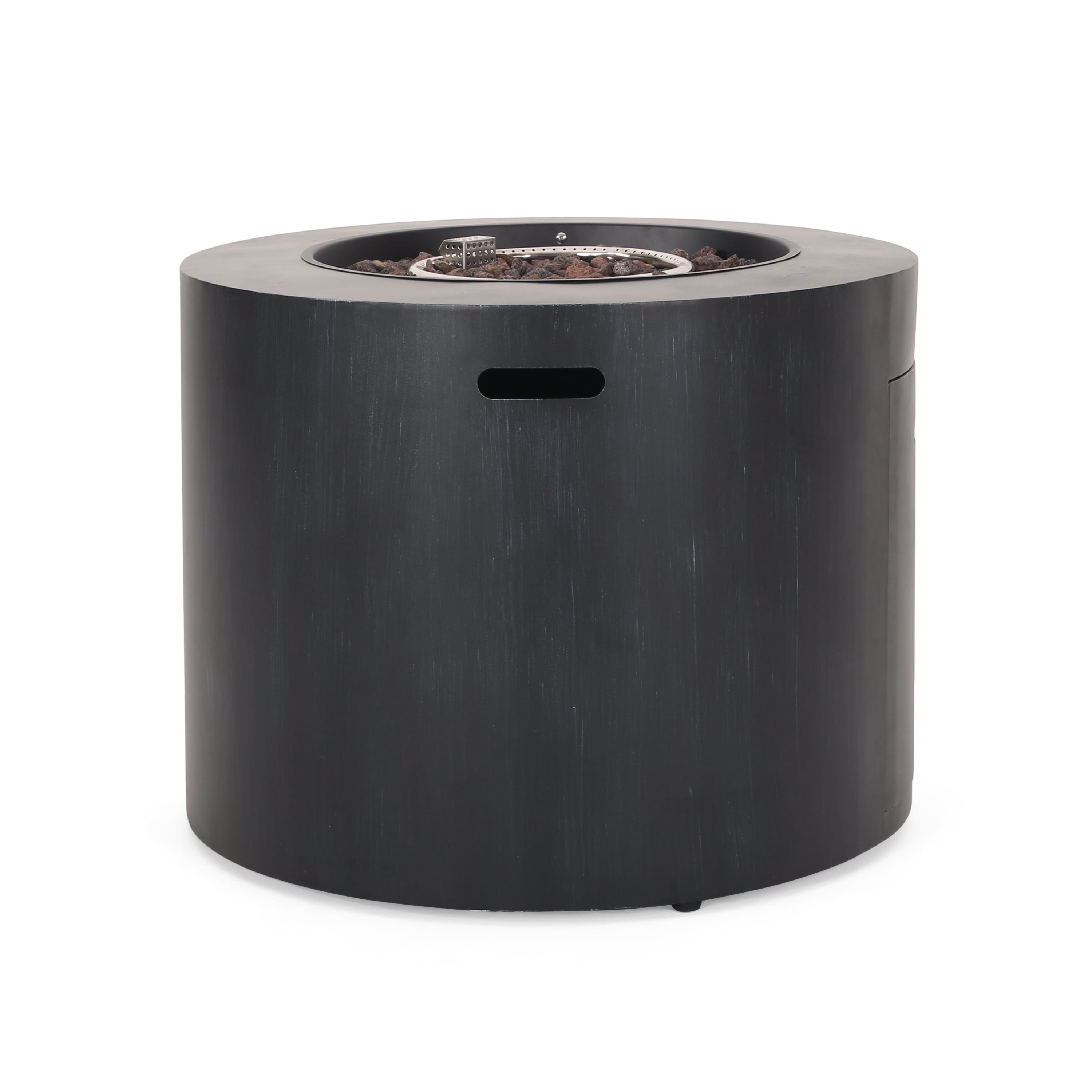 Jasmine Outdoor 40,000 BTU Circular Fire Pit, Brushed Black