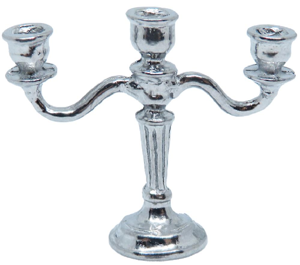 Dolls House 3 Arm Silver Candelabra Miniature Dining Table Accessory 1:12 Scale