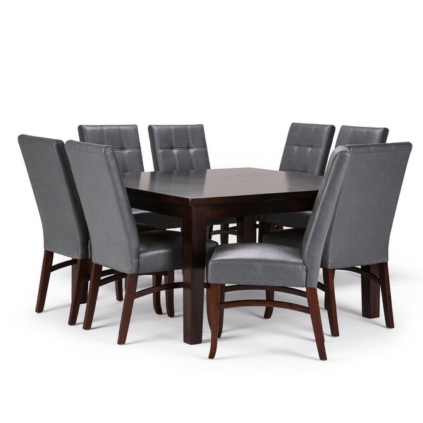 WYNDENHALL Hawthorne Contemporary 9 Pc Dining Set with 8 Upholstered Dining Chairs and 54 inch Wide Table