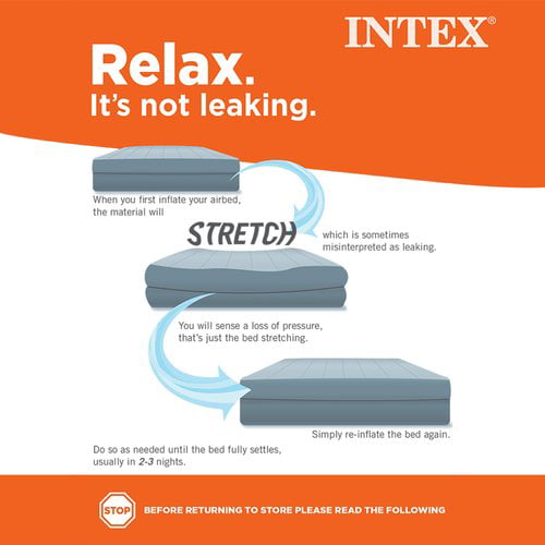 Intex PVC Dura-Beam Series Mid Rise Airbed with Built In Electric Pump， Twin