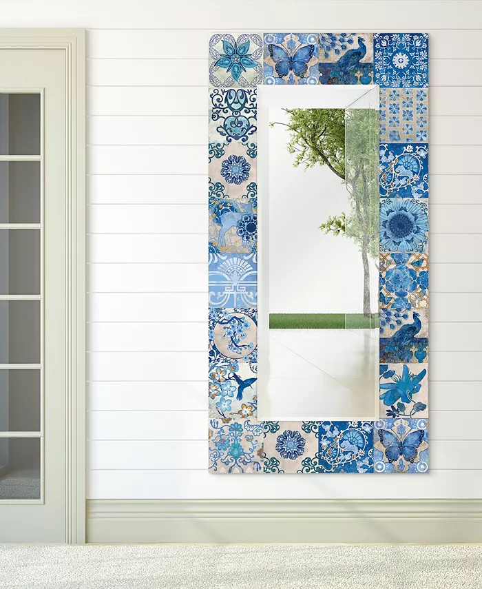 Empire Art Direct Tiles Rectangular On Free Floating Printed Tempered Art Glass Beveled Mirror  72 x 36