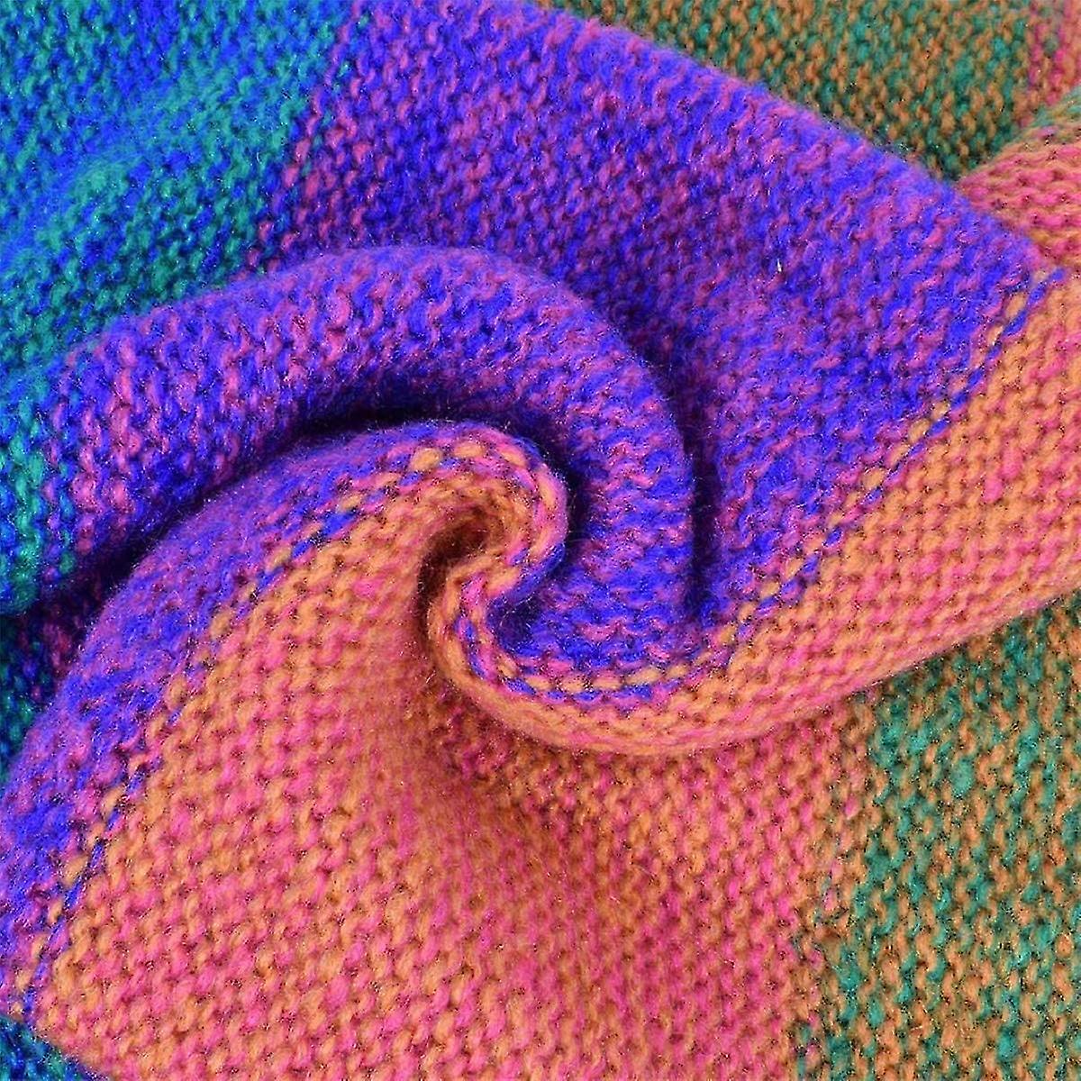 Women Colorful Neck Scarf Winter Knitted Loop Scarf Warm Wrap Cowl