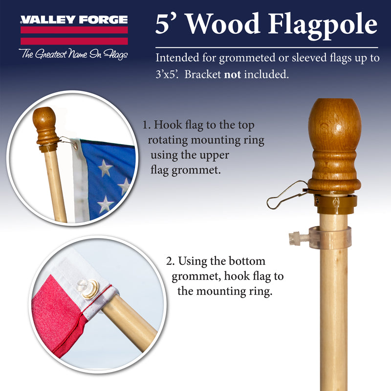 POLE FLAG WOOD 5'