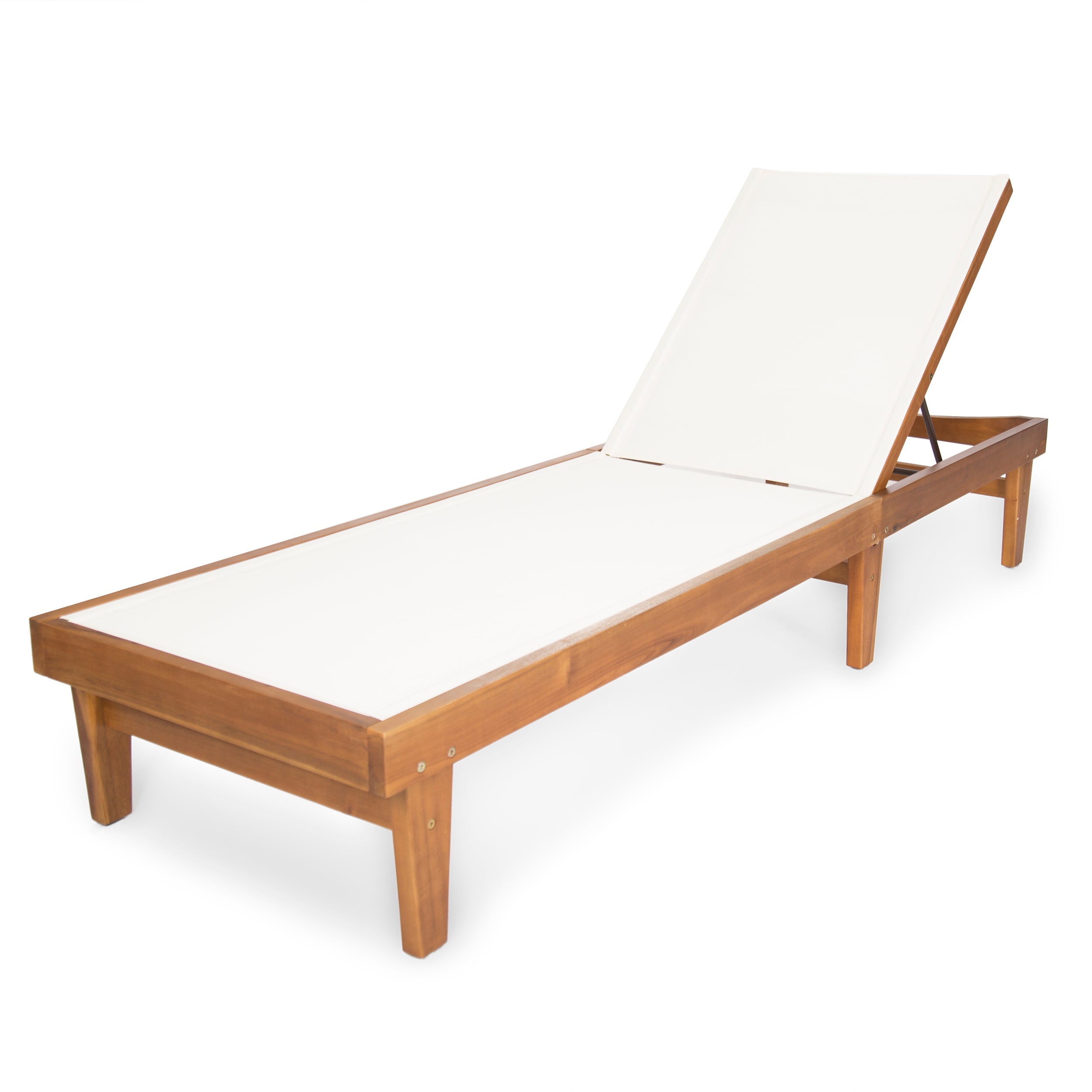 a Outdoor Mesh Chaise Lounge with Acacia Wood Frame