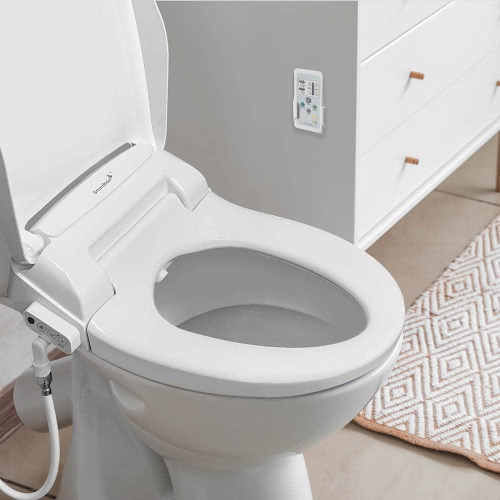 SmartBidet Electric Bidet Seat for Elongated Toilets with Remote in White