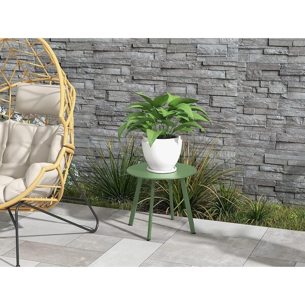 Grand patio Outdoor Side Table Round End Table with Square Feet Small Accent Table Great for Patio Balcony