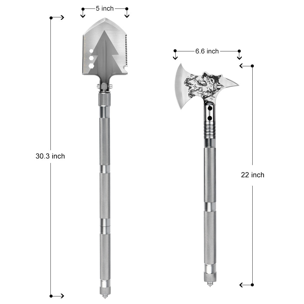 Adjustable Multi-functional Folding Shovel Steel And Axe Field Survival Tool