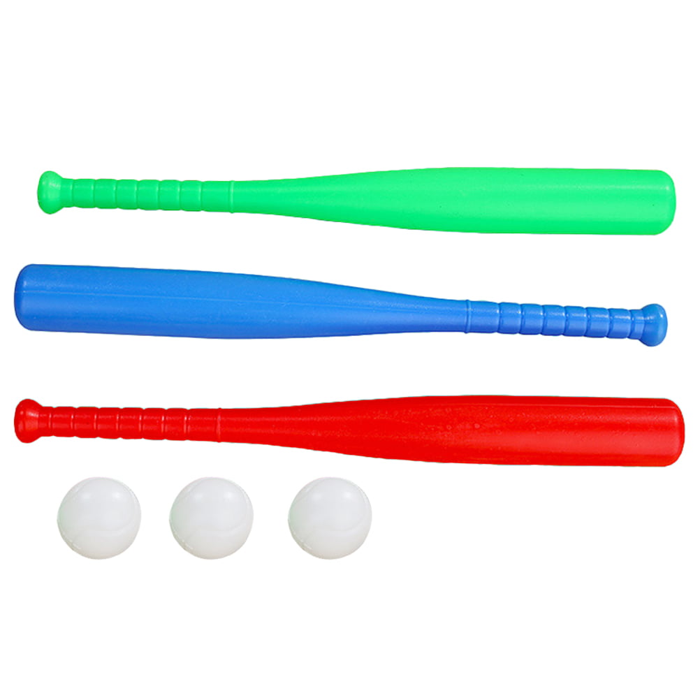 NUOLUX 1 Set Plastic Baseball Set Best Sports Baseball Set Toy Kit Educational Toys for Toddlers (Random Color, 3pcs Bats+3pcs Baseballs )