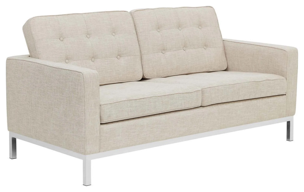 Fiona Beige 2 Piece Upholstered Fabric Sofa And Loveseat Set   Contemporary   Sofas And Sectionals   by Rustic Home Furniture Deco  Houzz