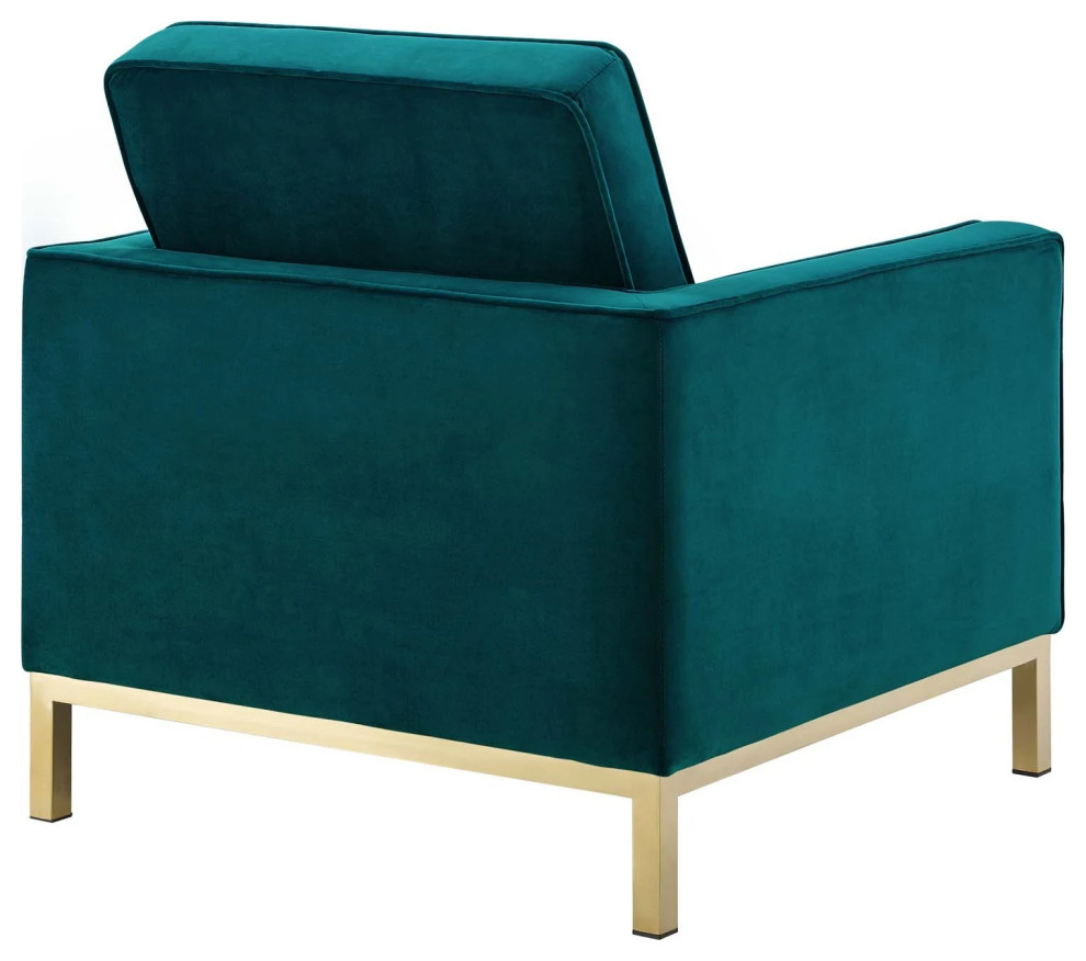 Aaliyah Gold Teal Stainless Steel Performance Velvet Armchair   Contemporary   Armchairs And Accent Chairs   by V.S.D Furniture  Houzz