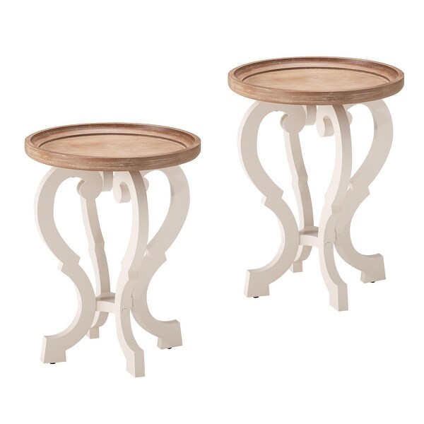 COZAYH 2-Pieces Rustic Farmhouse Tray Top End Table