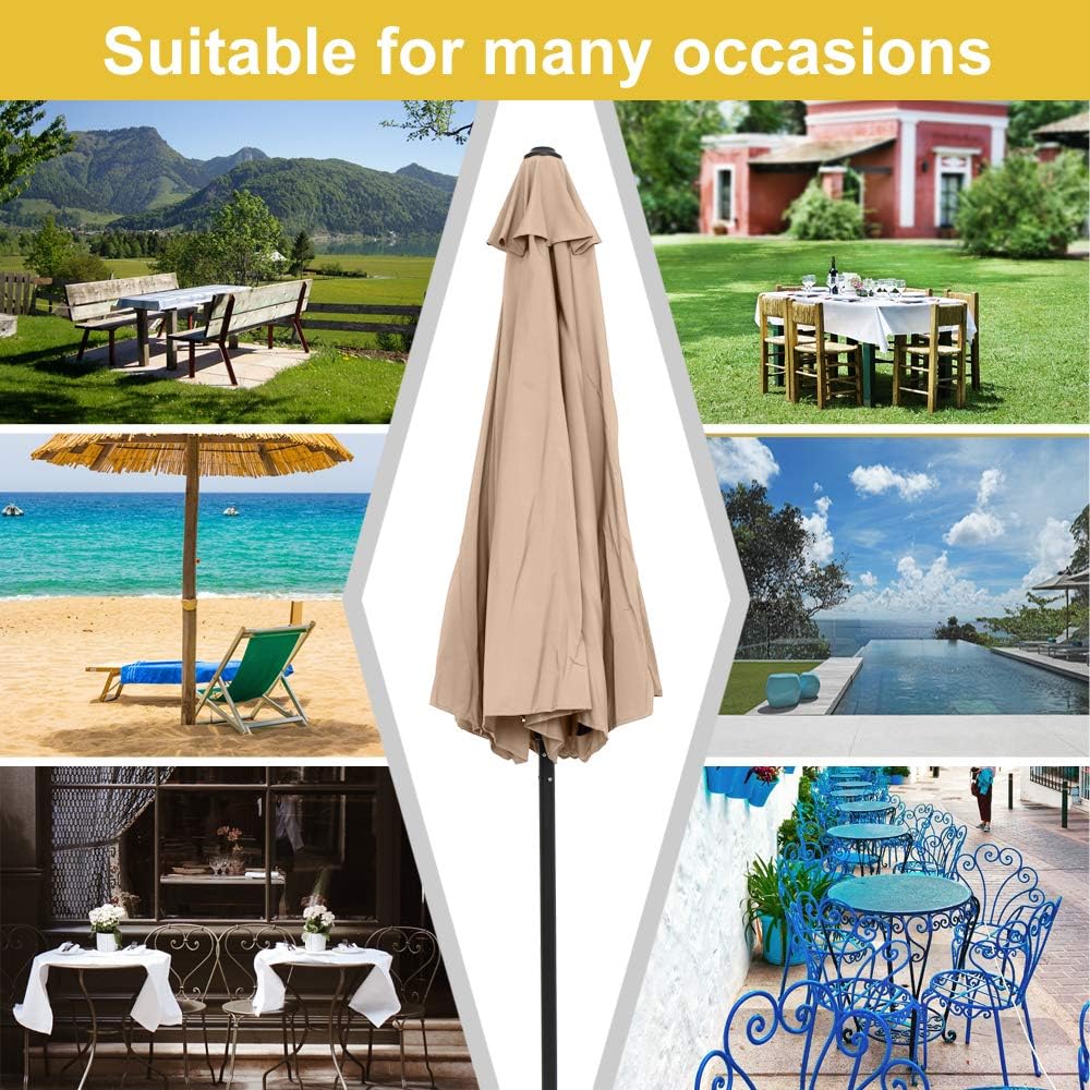 YELROL 9 ft Patio Umbrella  Umbrella Outdoor Patio  Market Table Umbrella  Central Umbrella Folding Sunshade