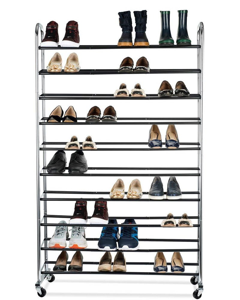 Shoe Organizer - Chrome Shoe Storage  50 Pair Shoe Rack Closet Shoe Organizer