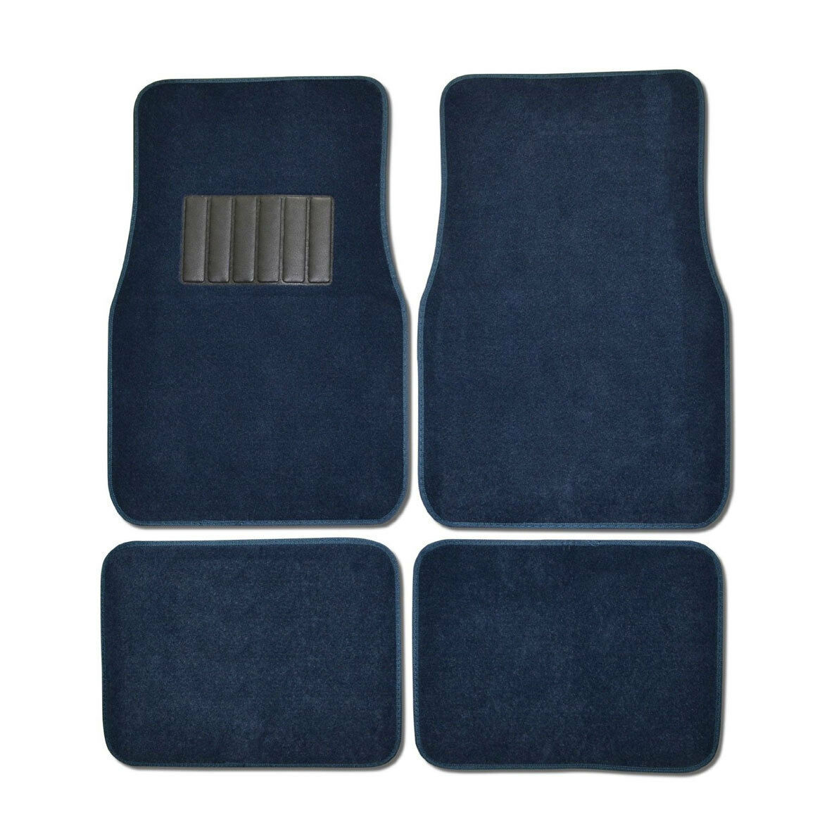 New 4pcs Set Universal Fit Navy Blue Car Truck Front Rear Vinyl Heel Pad Carpet Floor Mats