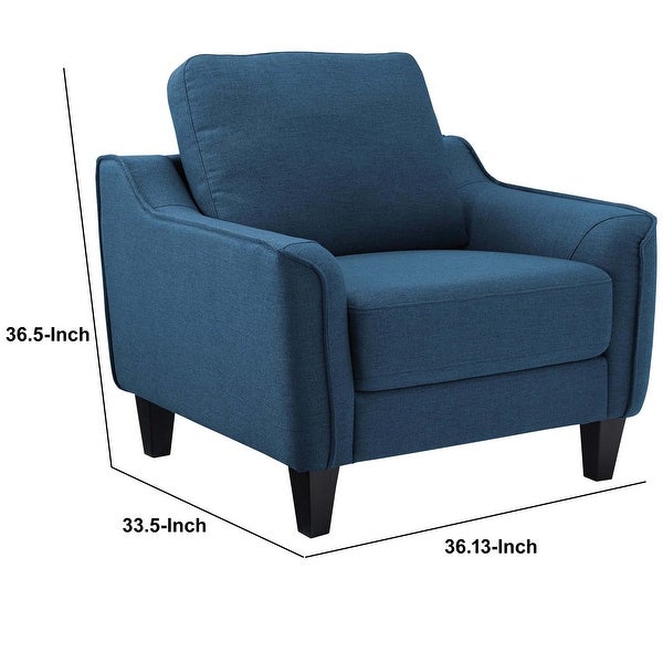 Fabric Upholstered Wooden Chair with Corner Blocked Frame， Blue - 36.5 H x 36.13 W x 33.5 L Inches