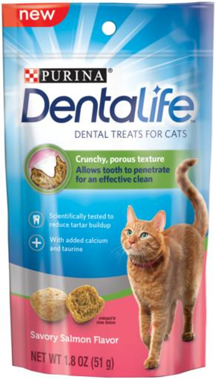 Purina DentaLife Savory Salmon Flavor Dental Cat Treats， 1.8 Oz. Bag