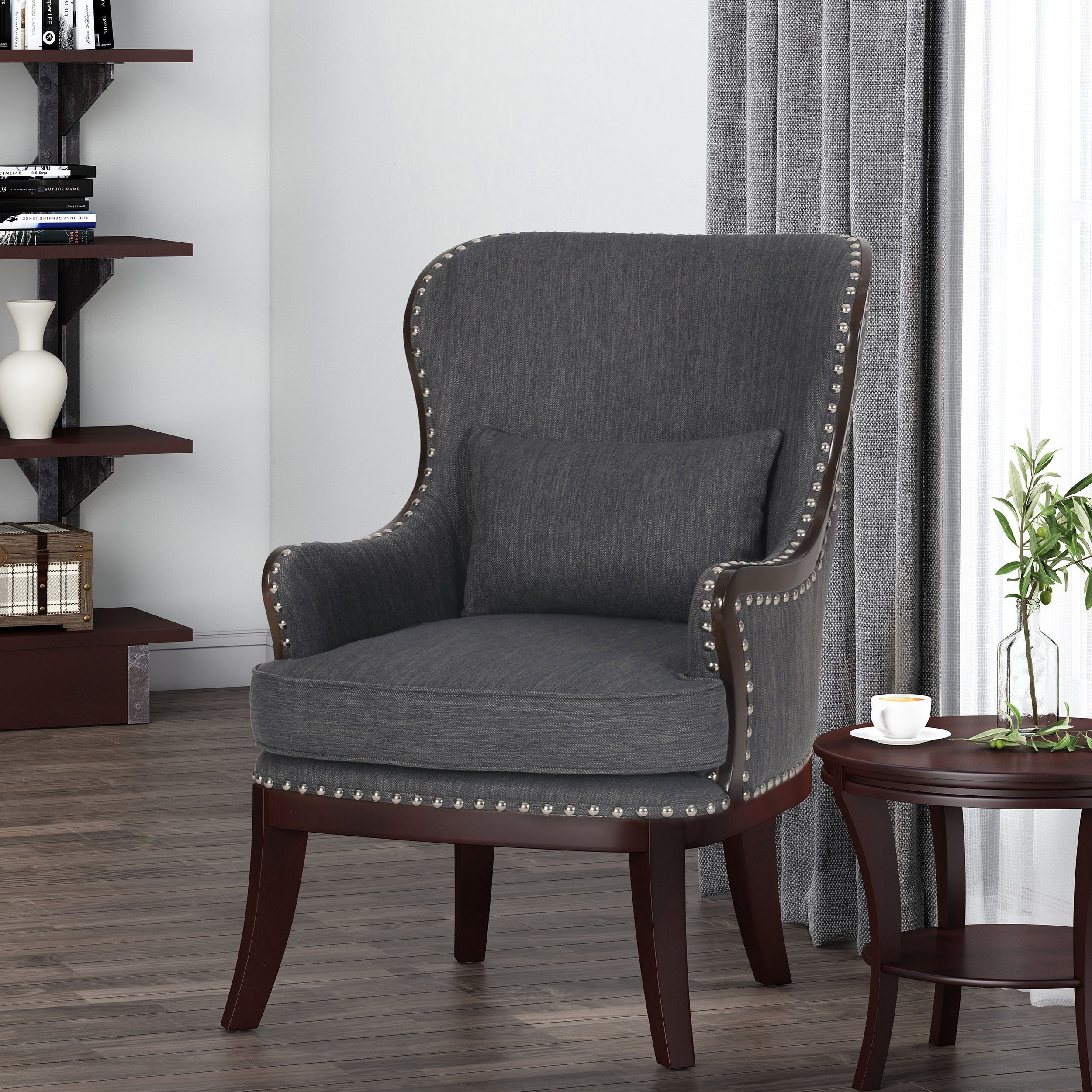 Jett Contemporary Upholstered Accent Chair with Nailhead Trim