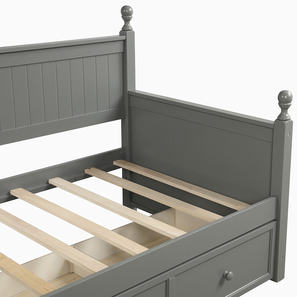 Twin Size Grey Wood Daybed with Drawers