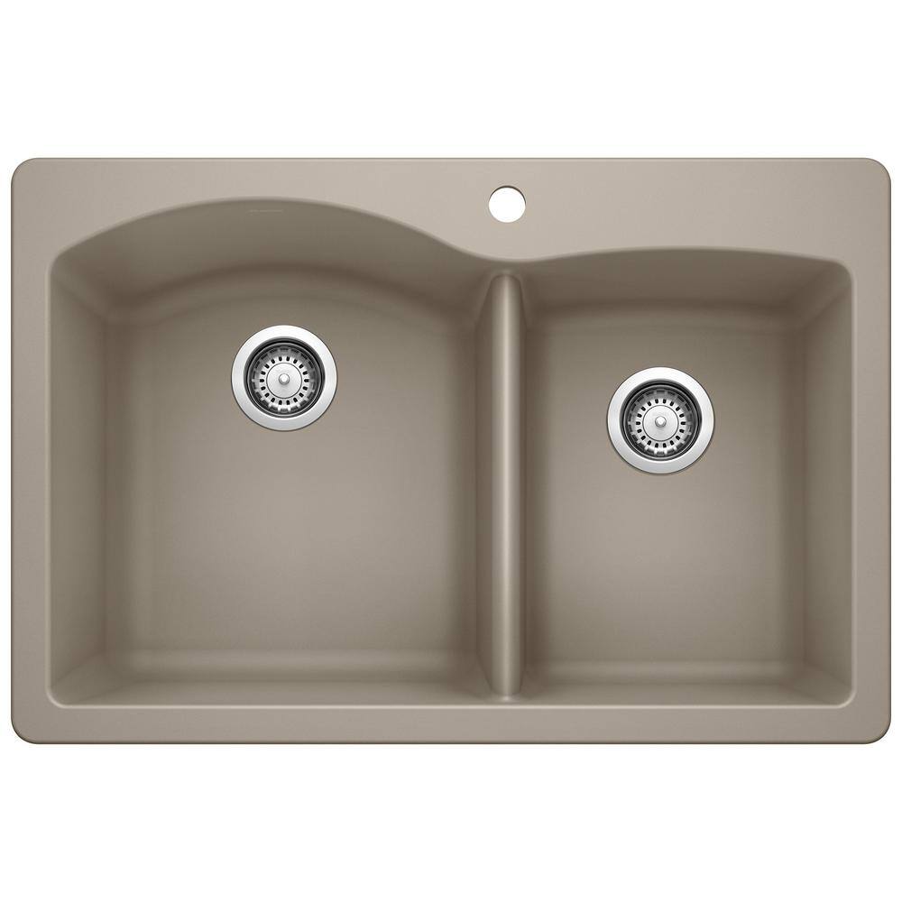 Blanco DIAMOND SILGRANIT 33 in. Drop-In or Undermount Truffle Granite Composite Kitchen Sink 441283