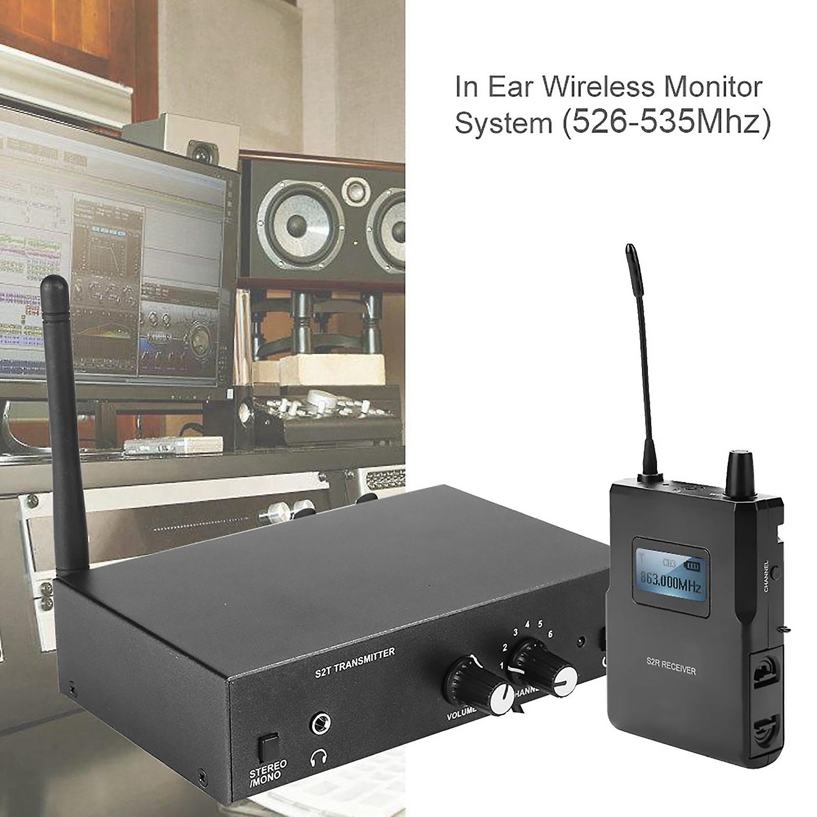 Wireless Monitor System Kit 526-535mhz Transmitter Receiver In Ear Stage Monitoring 100-240v Us