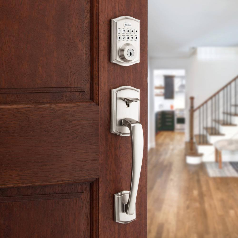 Kwikset Home Connect 620 Keypad 869 Traditional Satin Nickel Connected Smart Lock Deadbolt with Z-Wave-700 Feat SmartKey 869HC620TRZ715