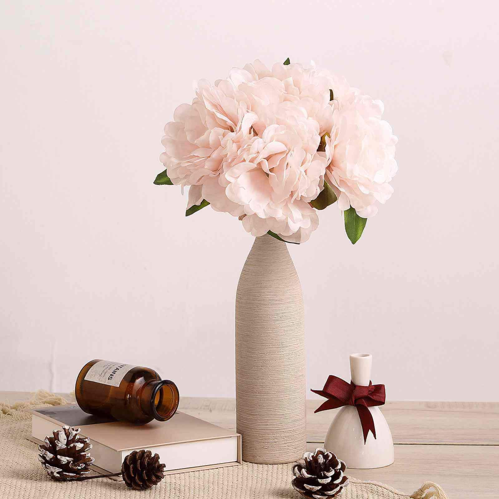 Blush Real Touch Artificial Silk Peonies Flower Bouquet 11