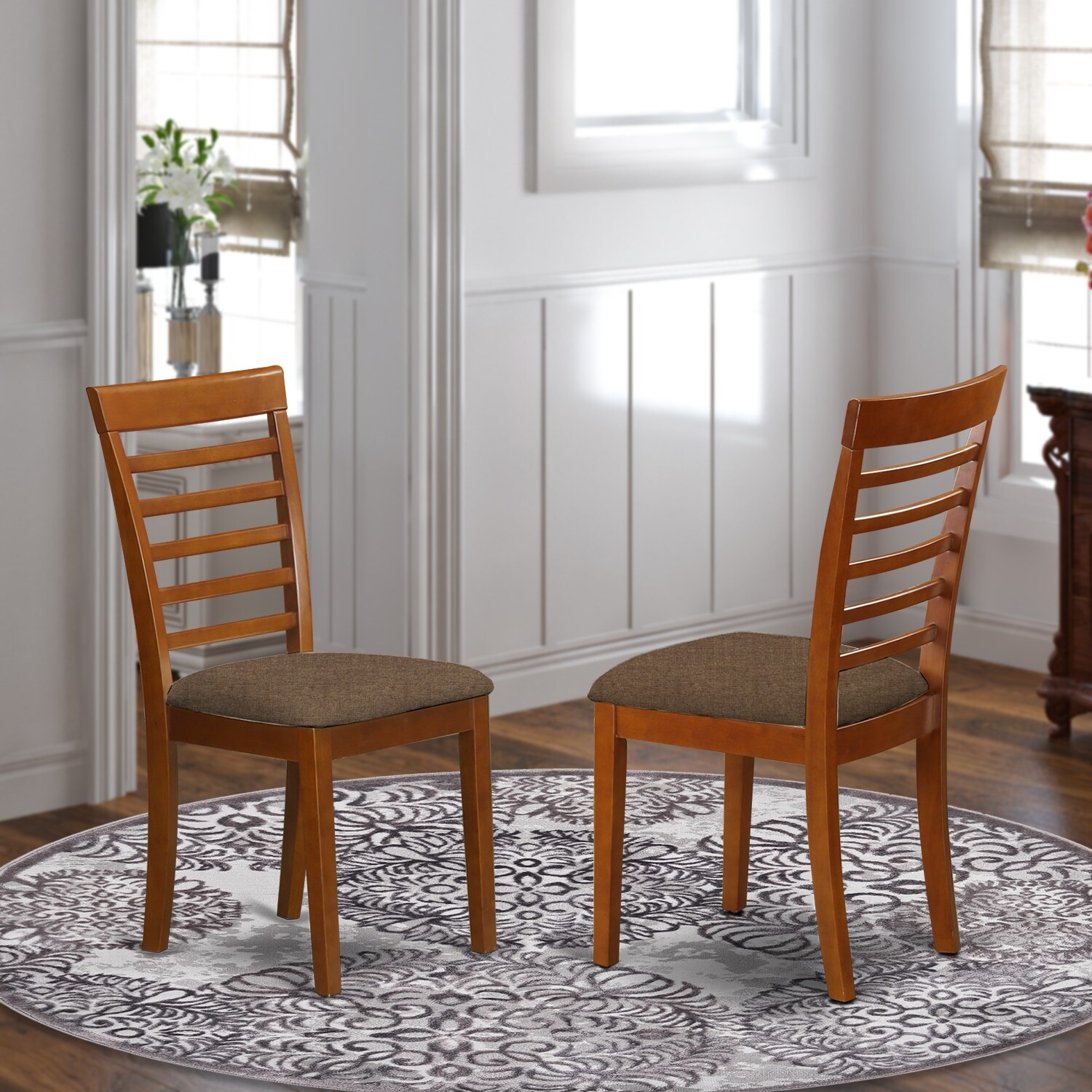 East West Furniture Modern Milan Saddle Brown Dining Chairs - Set of 2 (Seat's Type Options)