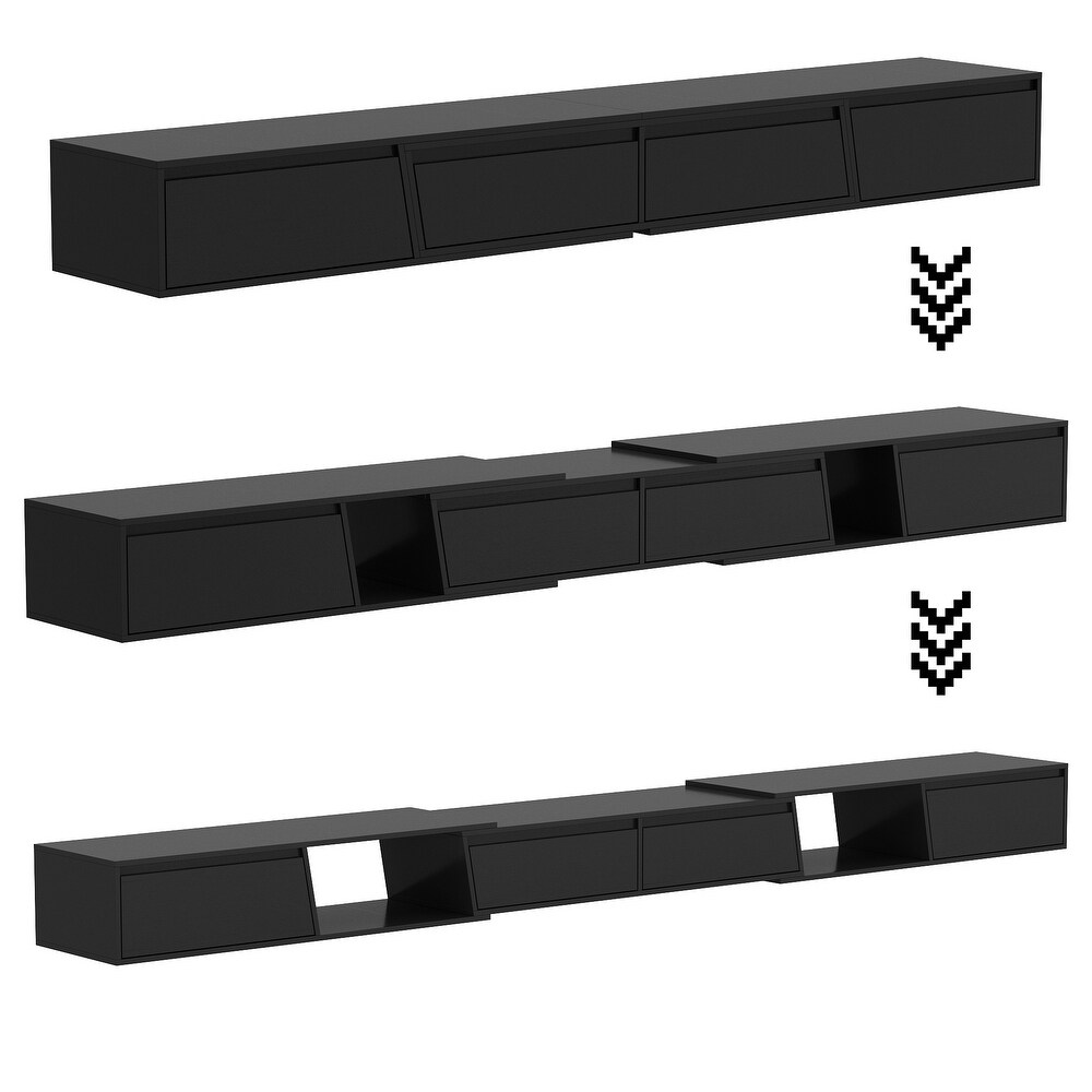 Wood Gaming Entertainment Center Media Stand w/Adjustable Width 137\