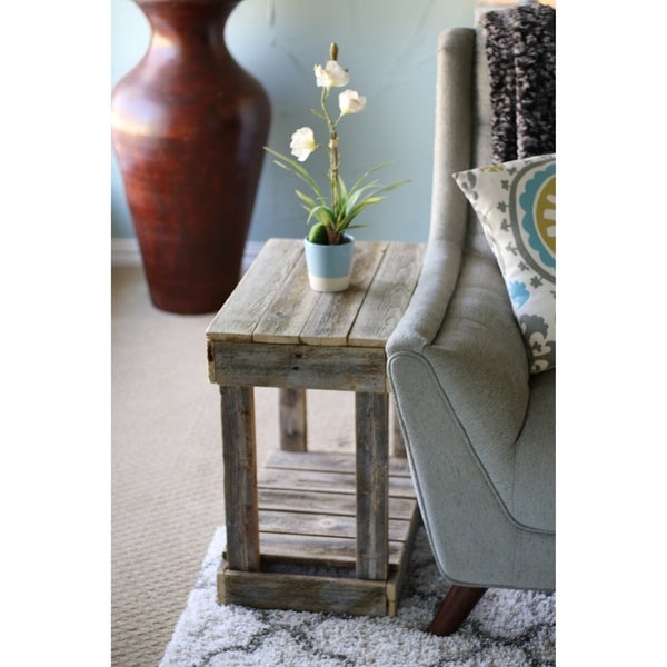 Slatted Reclaimed Wood End Table