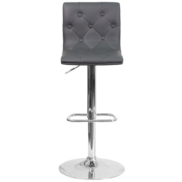 2 Pack Contemporary Button Tufted Adjustable Height Barstool with Chrome Base - 15