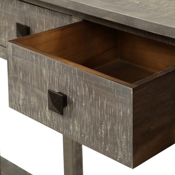 Brushed Texture Entryway Table Console Table with Drawers and Bottom Shelf