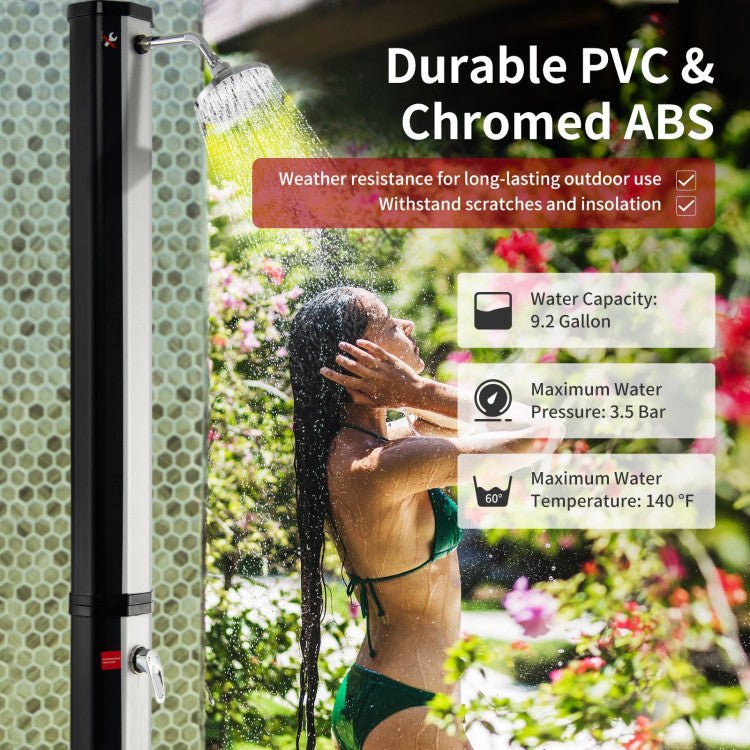 Best 7.2FT Outdoor Freestanding Solar-Heated Shower With Foot Shower