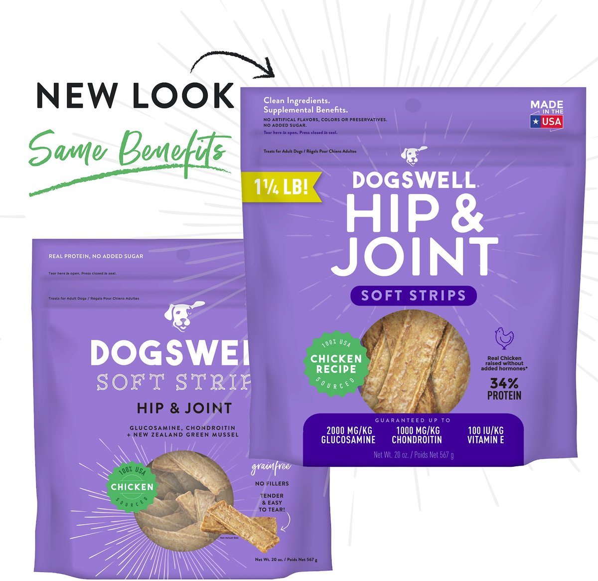 Dogswell Soft Strips Hip and Joint Chicken Recipe Grain-Free Dog Treats