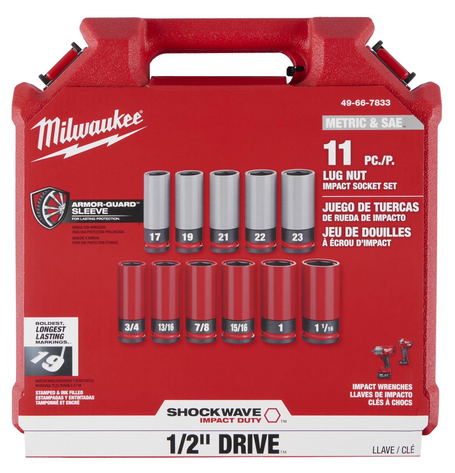 Milwaukee Tool 49-66-7833 Milwaukee SHOCKWAVE Impact Duty Lug Nut Sockets