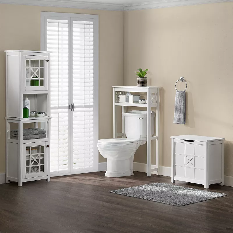 Alaterre Furniture Derby 4-Piece White Bath Set with Shelf