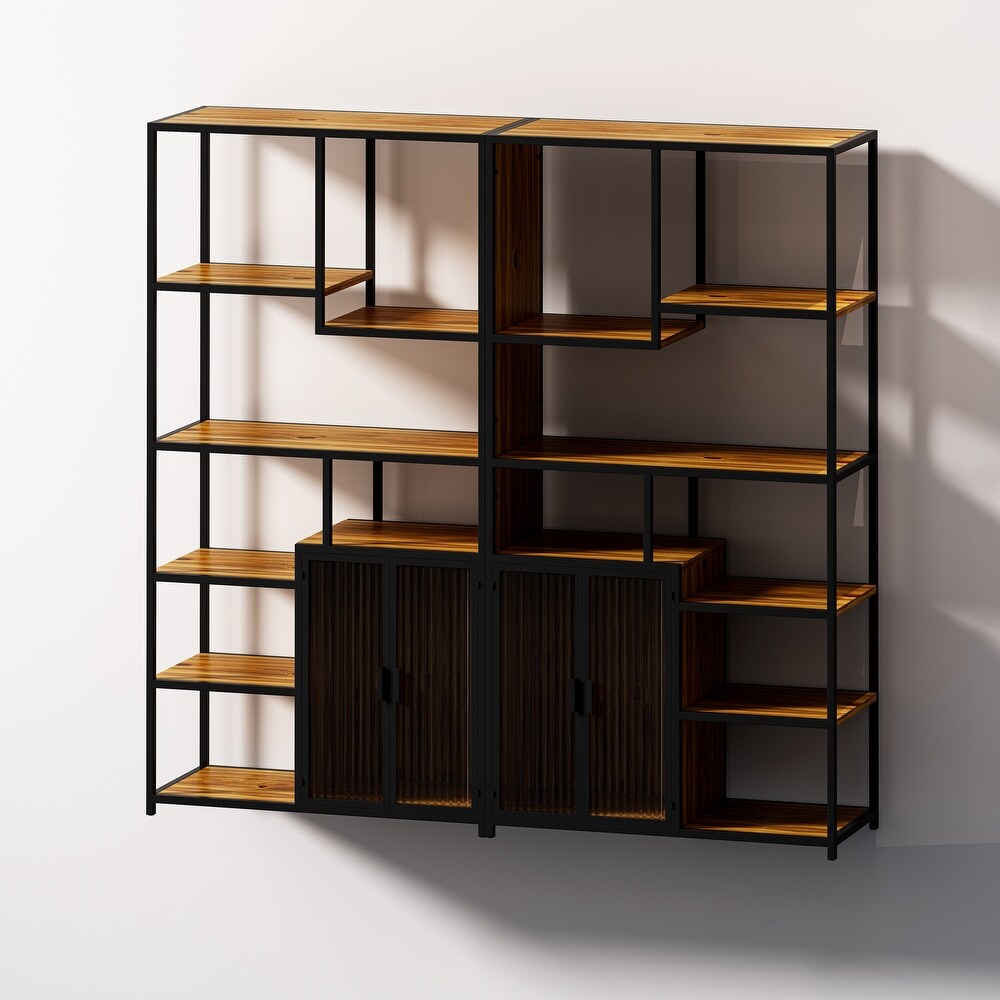 Bookshelf Storage with Enclosed Storage Cabinet