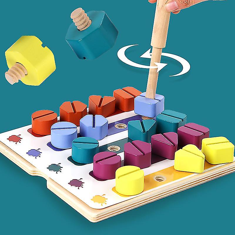 Children's Screw Puzzle Toy Toddler 1-3 Years Old Baby Combination Disassembly Nut Building Blocks Shape Colour Matching