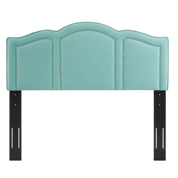 Augusta Light Green Velvet Upholstered King/California King Size Headboard with Nailhead Trim - - 33121369