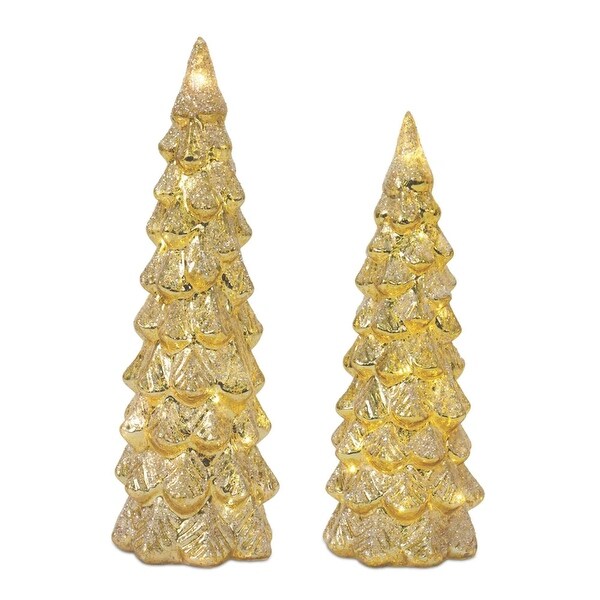 LED Lighted Glittered Christmas Tree Tabletop Decorations