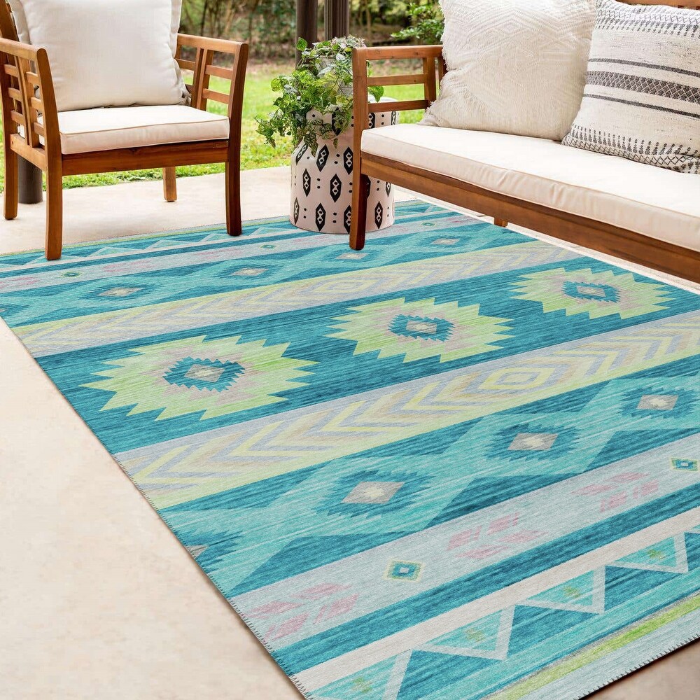 Indoor/ Outdoor Sonora Global Medallions Washable Rug